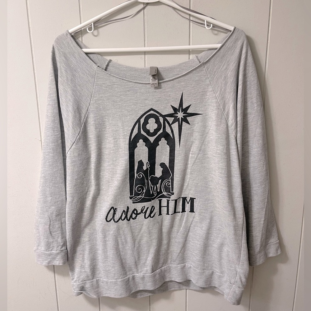 Adore Him Christmas Manger Crew Neck Sweatshirt